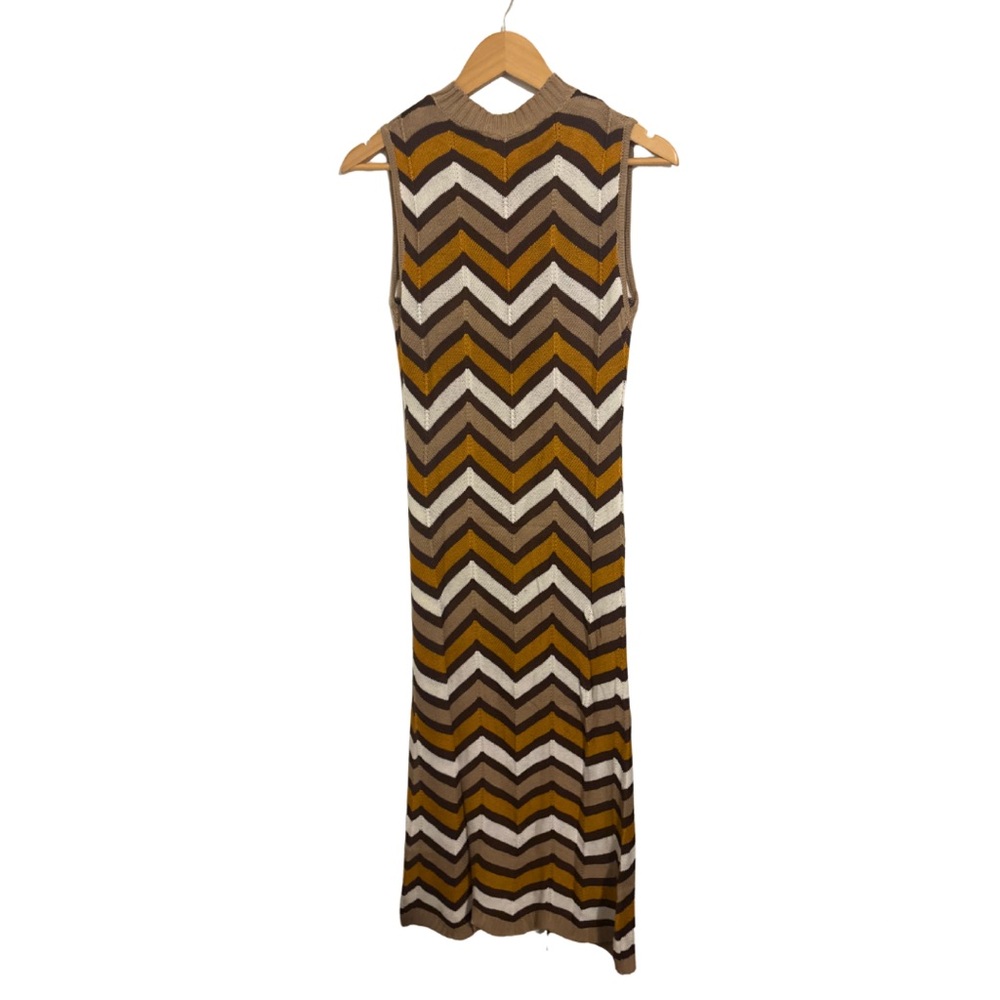 Sleeveless Chevron Maxi Cutout Dress L - Picture 2 of 5